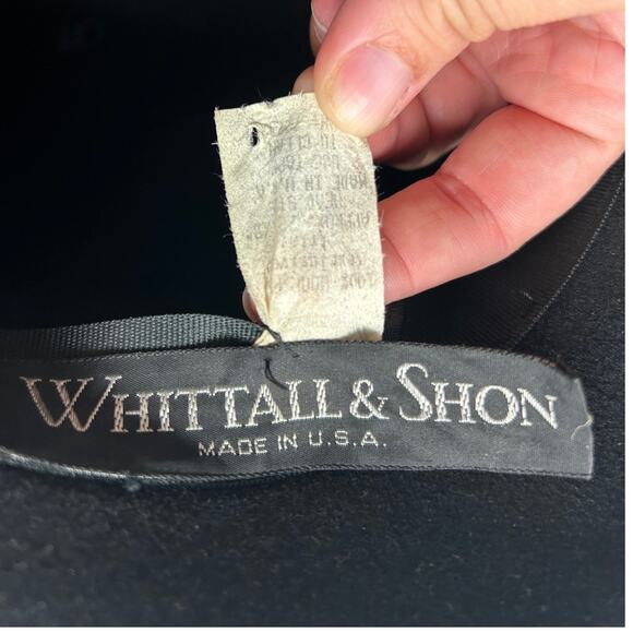 Whittall & Shon Vintage Black Wool Wide Brim Hat Velvet Burnout Scarf Set main image 7